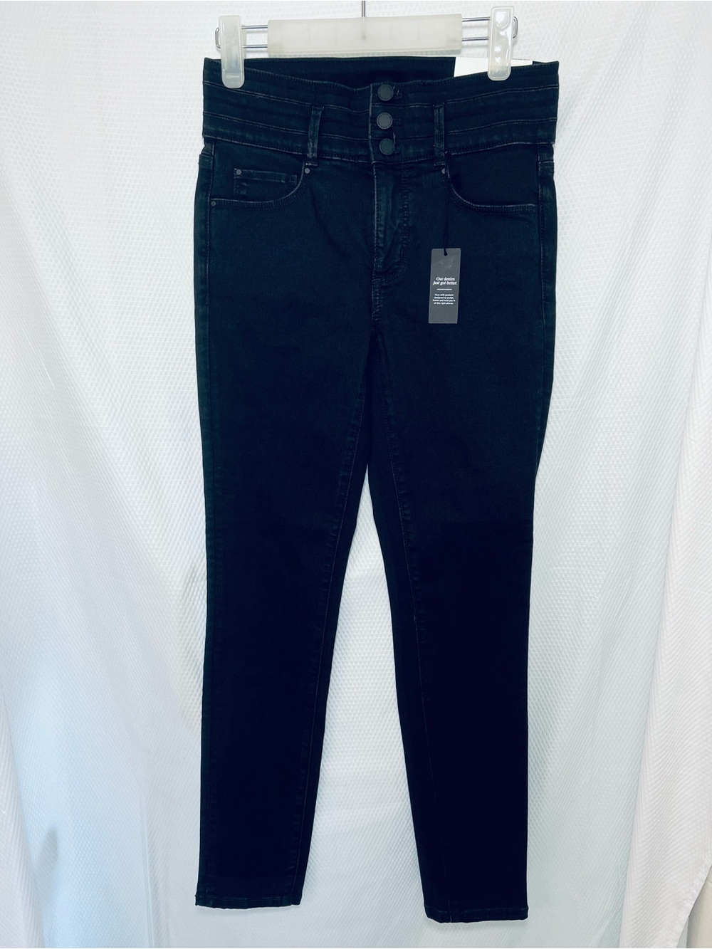 Ann Taylor Black Skinny Jeans with Triple-Button Waist